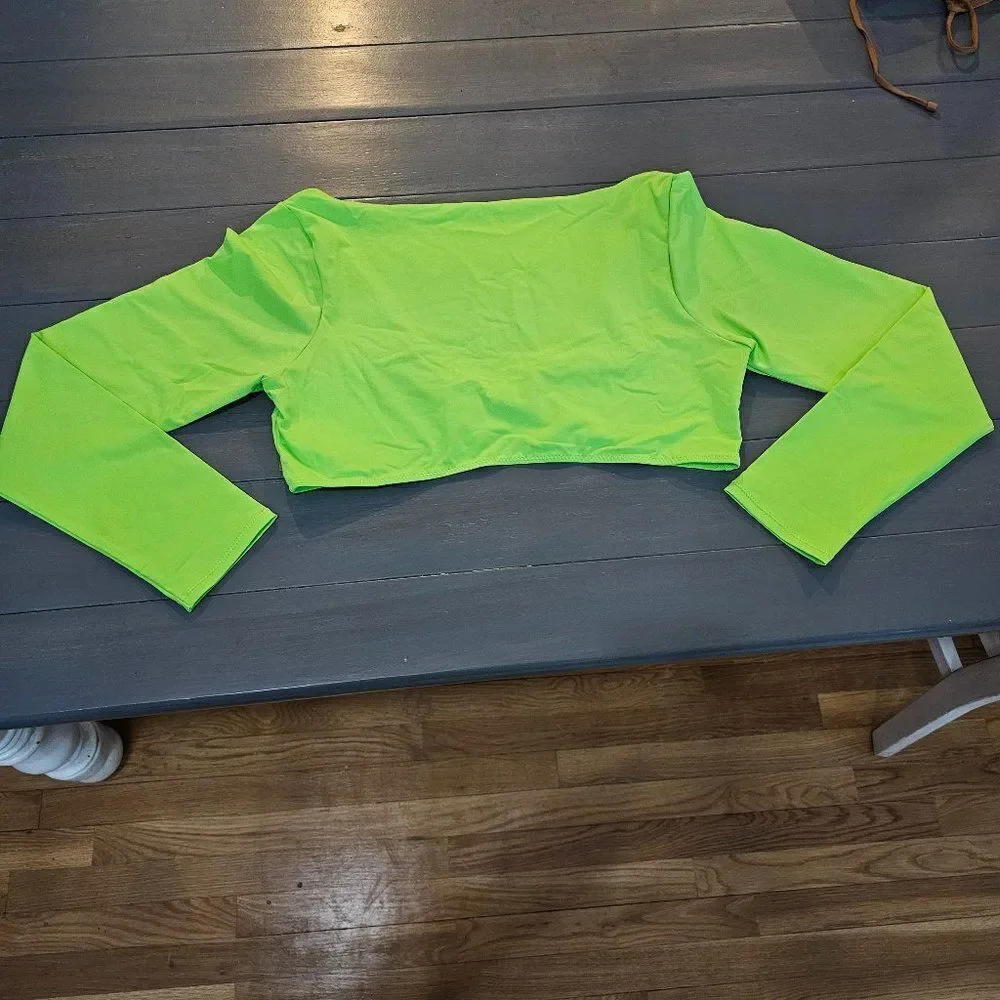 SKIMS Women's Neon Green Signature Swim Long Sleeve Shrug Size XL